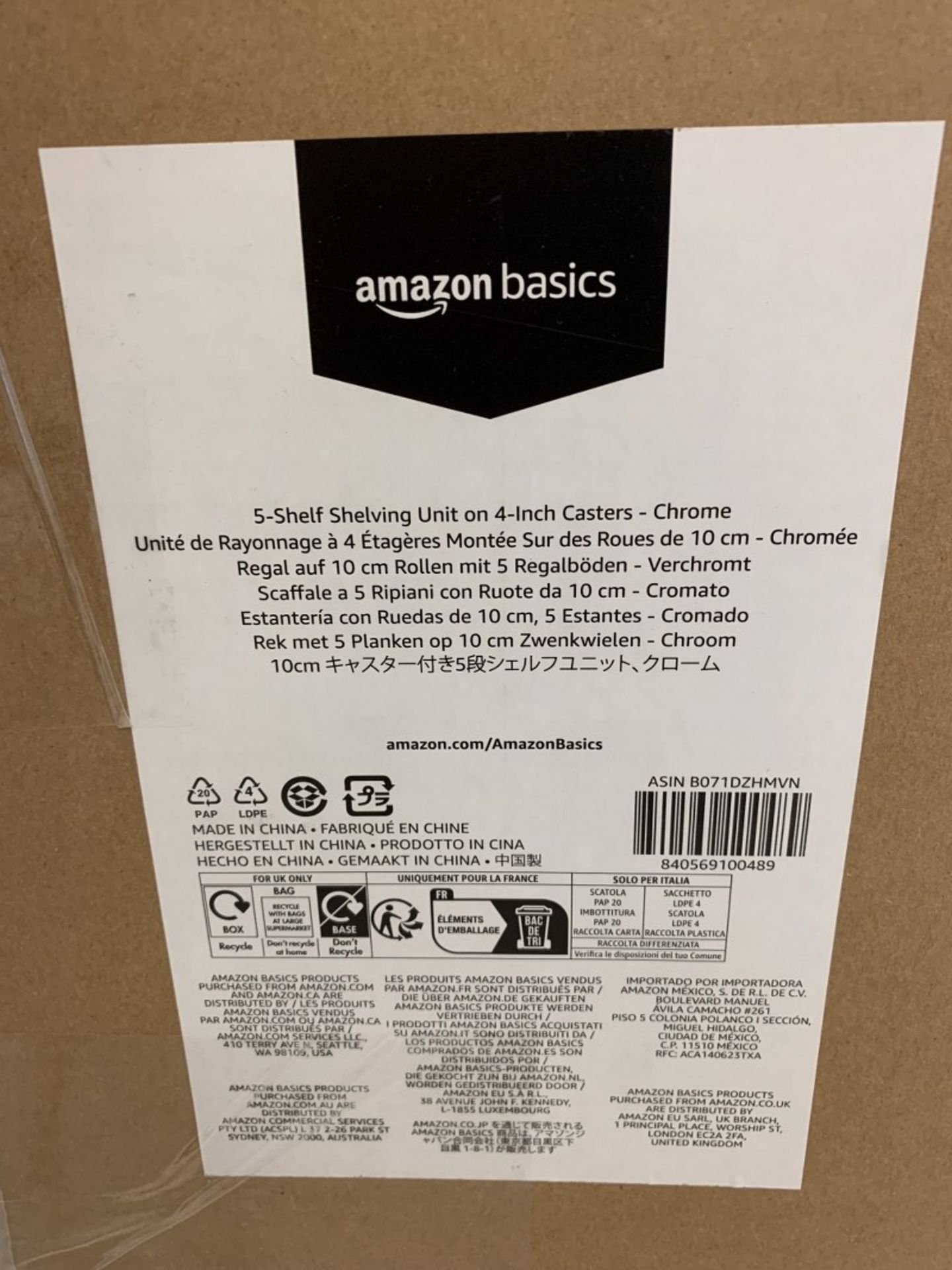 Amazon Basics - 5 Shelf Shelving Unit On 4 Inch Casters - Chrome - Image 2 of 3