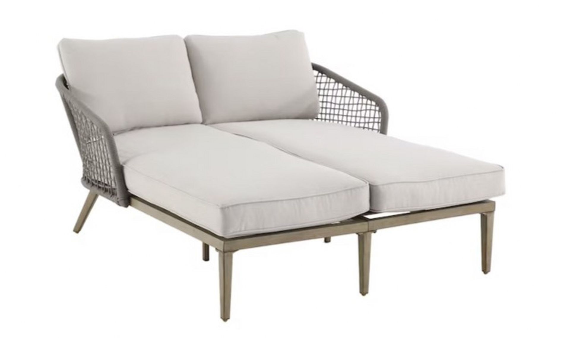 Allen + Roth - Wicker Outdoor Loveseat with White Cushion(S) and Aluminum Frame