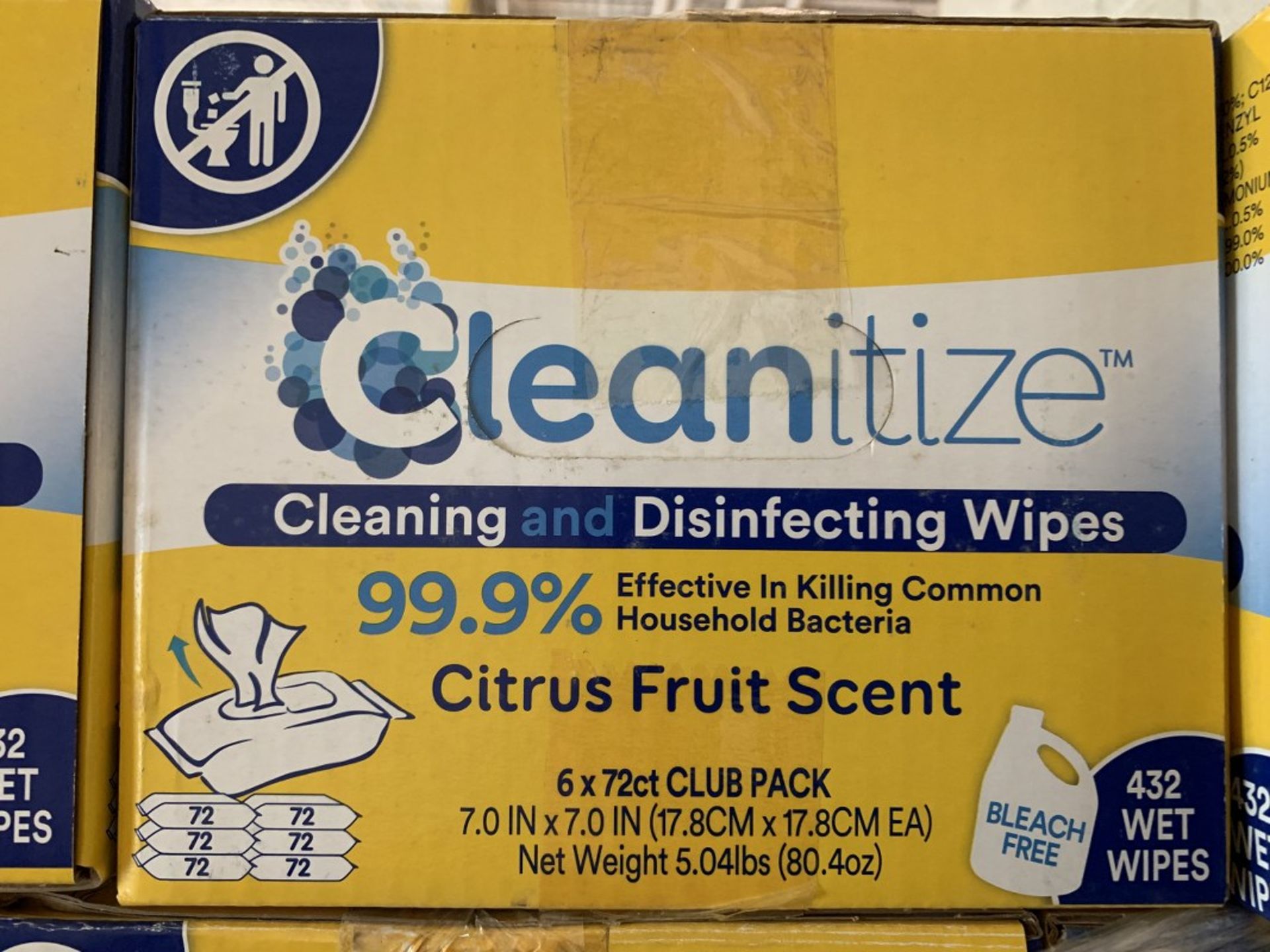 Cleanitize - Citrus Fruit Scent Cleaning & Disinfecting Wipes - 6/Box X 432 Wipes Per Package - - Image 2 of 4