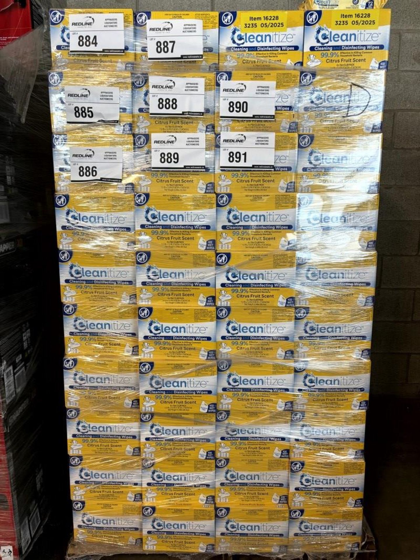 Pallet Lot - Cleanitize - Citrus Fruit Scent Sleaning & Disinfecting Wipes - 6/Box X 432 Wipes Per