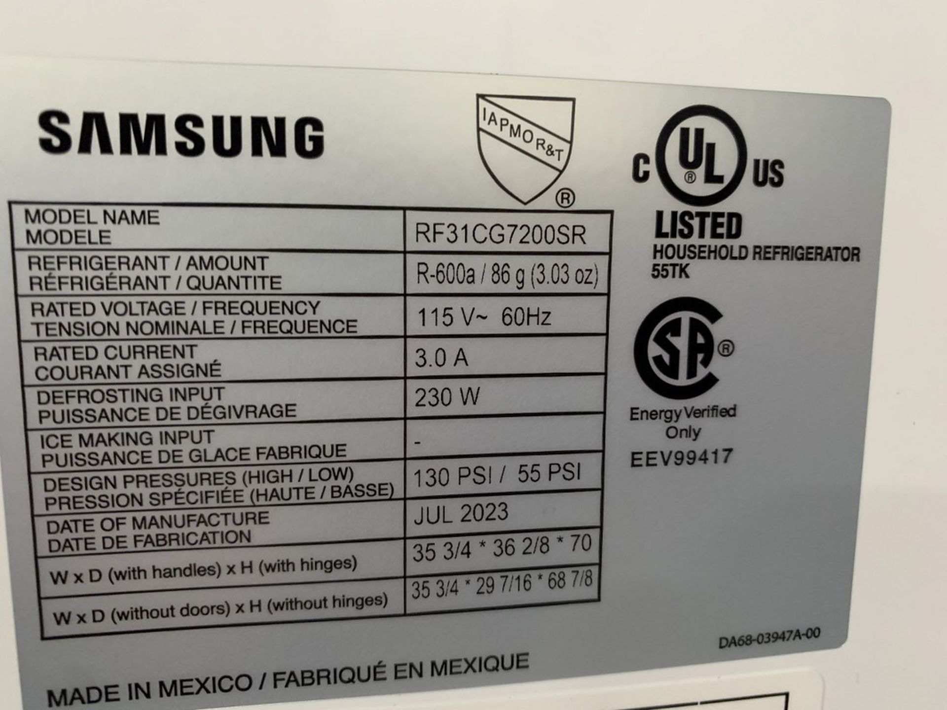 Samsung - 36 Inch Smart 4-Door French Door Refrigerator With 31 Cu.Ft. Total Capacity, Four Ice - Image 3 of 3
