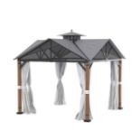 Style Selections - 10.72-Ft X 10.72-Ft Gabled Soft Top Gazebo - Wether Resistant Dark Grey Canopy
