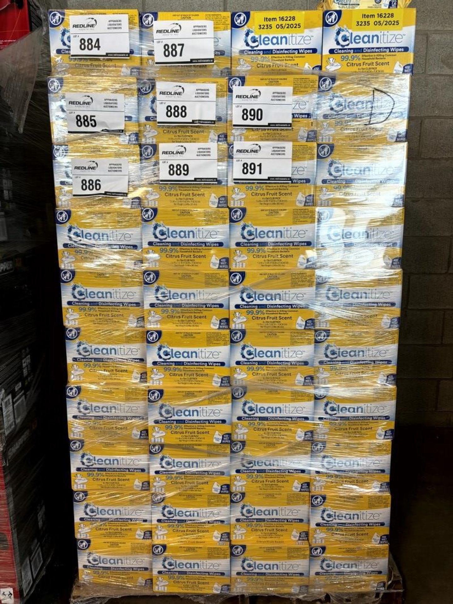 Pallet Lot - Cleanitize - Citrus Fruit Scent Sleaning & Disinfecting Wipes - 6/Box X 432 Wipes Per