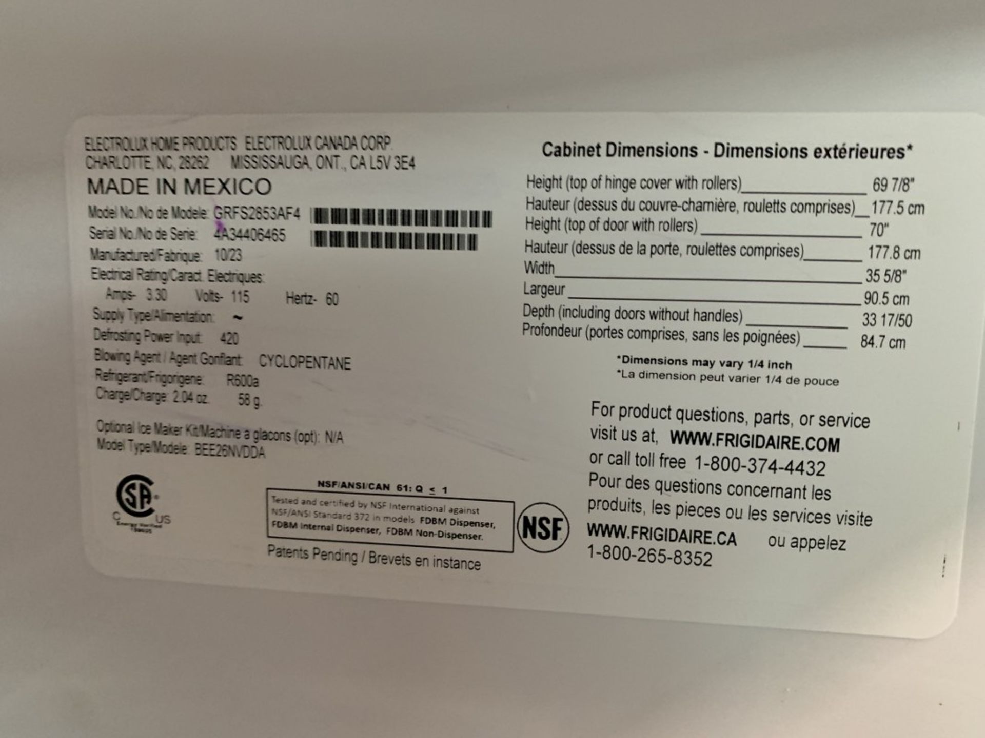 Frigidaire Gallery - French Door Refrigerator, 36 Inch Width, Energy Star Certified, 27.8 Cu. Ft. - Image 3 of 3