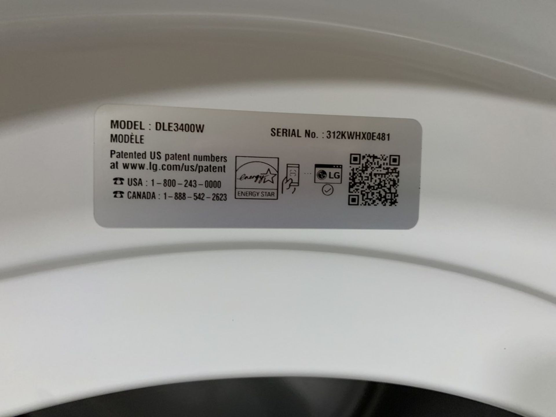 Lg - Electric Dryer, 27 Inch Width, 7.4 Cu. Ft. Capacity, 3 Temperature Settings, Stackable, White - Bild 3 aus 3