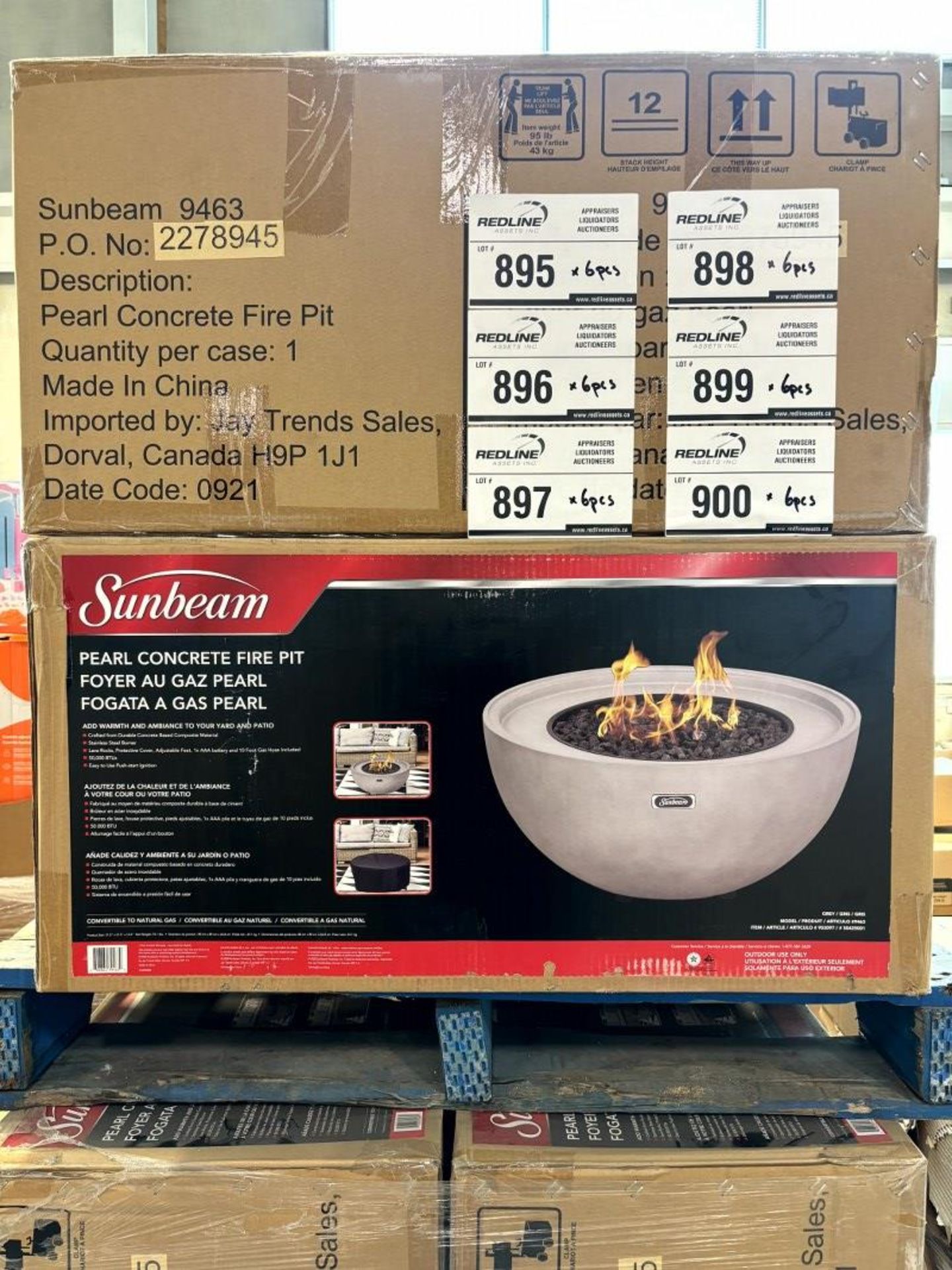 Pallet Lot -Sunbeam - Pearl Concrete Fire Pit - 9467