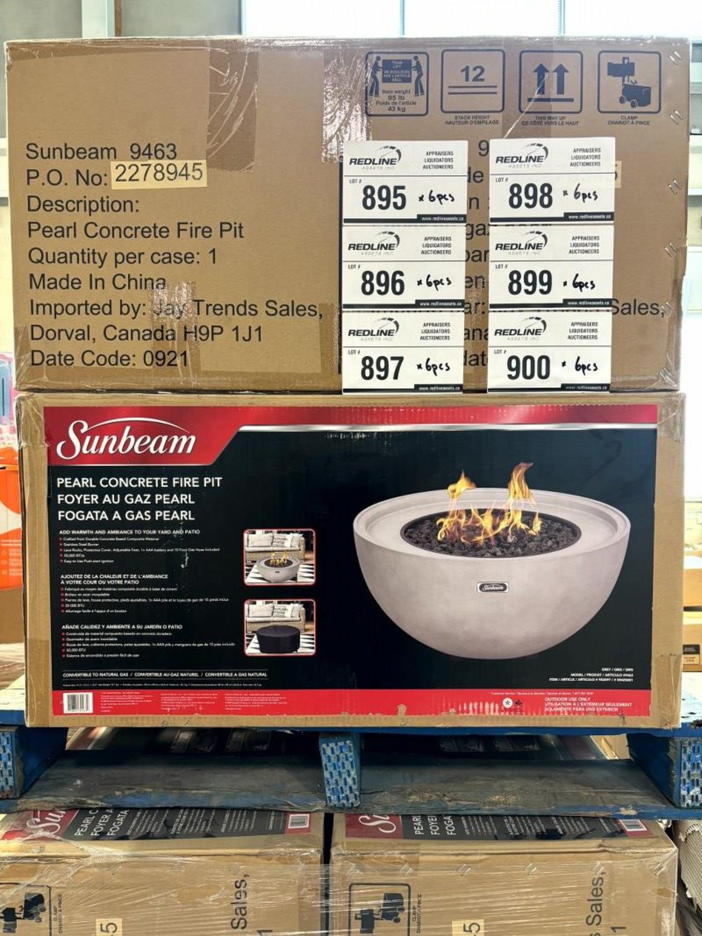 Pallet Lot -Sunbeam - Pearl Concrete Fire Pit - 9465