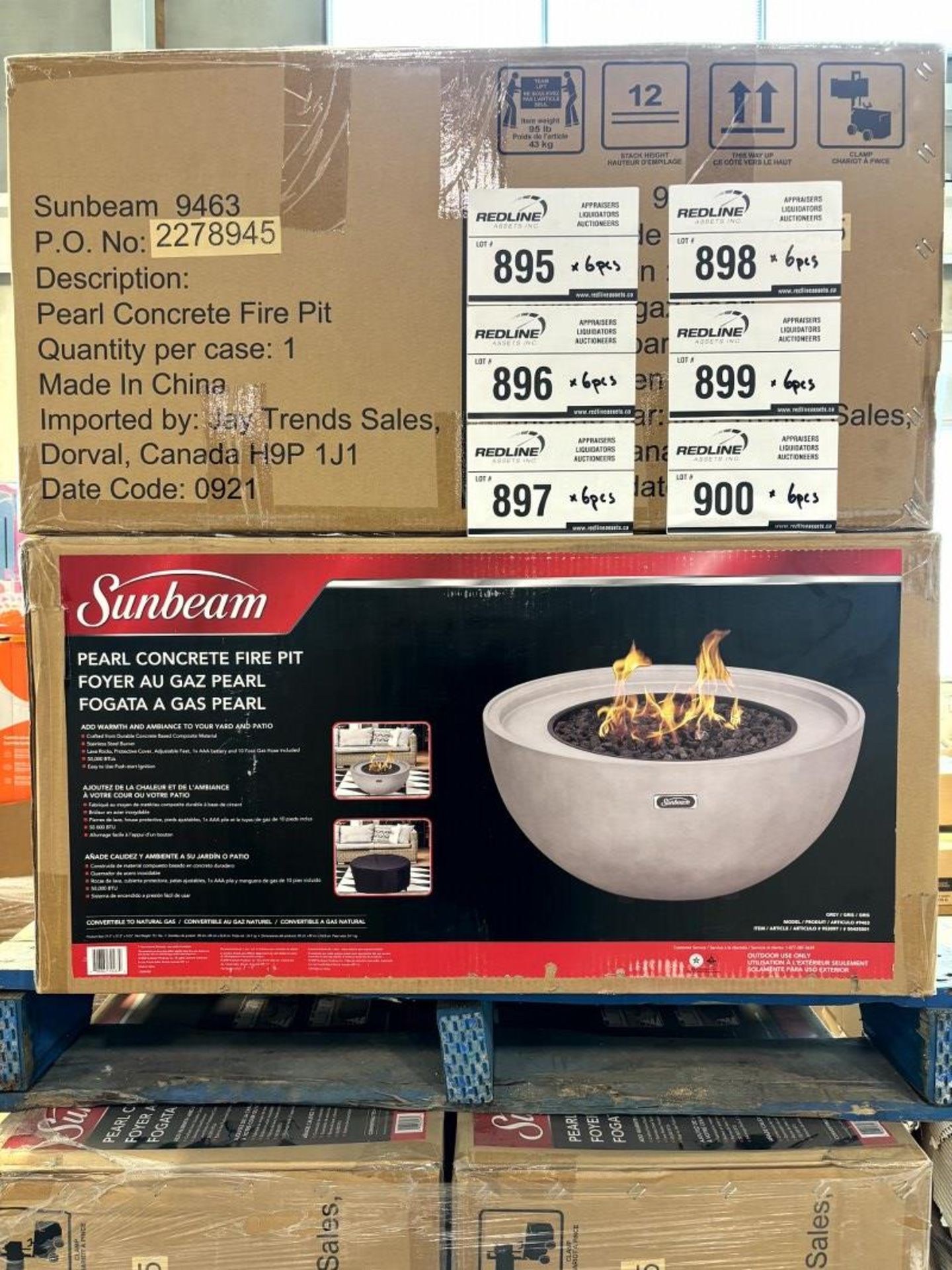 Pallet Lot -Sunbeam - Pearl Concrete Fire Pit - 9468