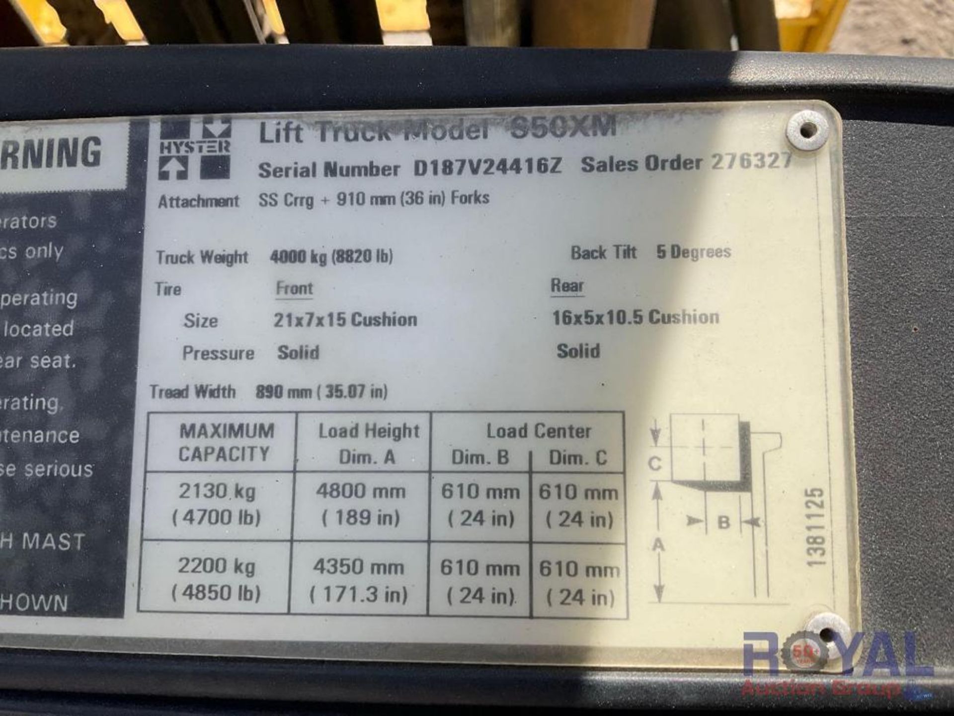 2002 Hyster S50XM Propane/Gas WH Forklift - Image 5 of 21