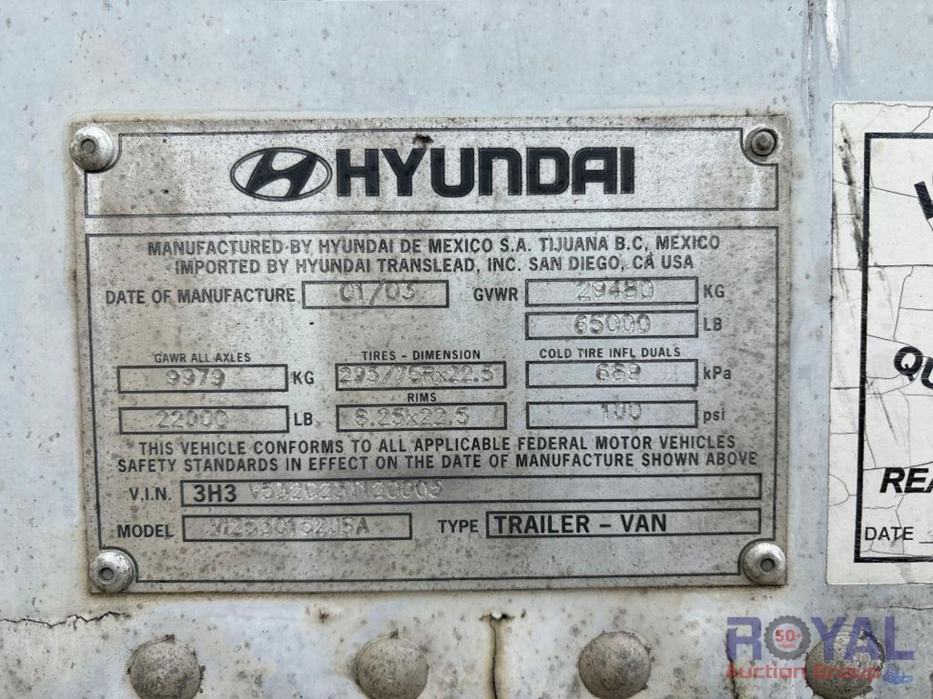 2003 Hyundai 53Ft Dry Van Trailer - Image 3 of 13