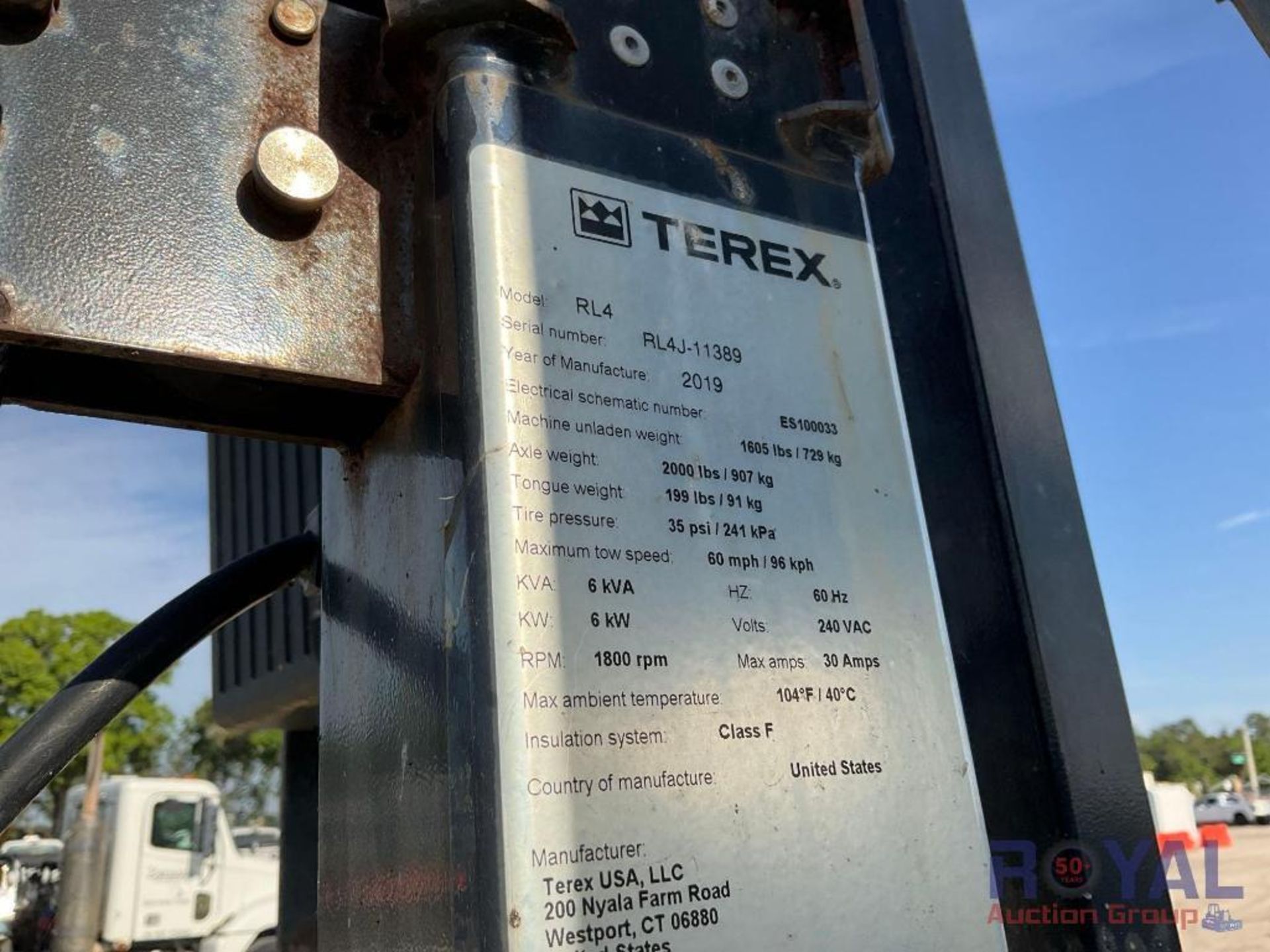 2019 Terex RL4 S/A Towable Light Tower - Image 7 of 22