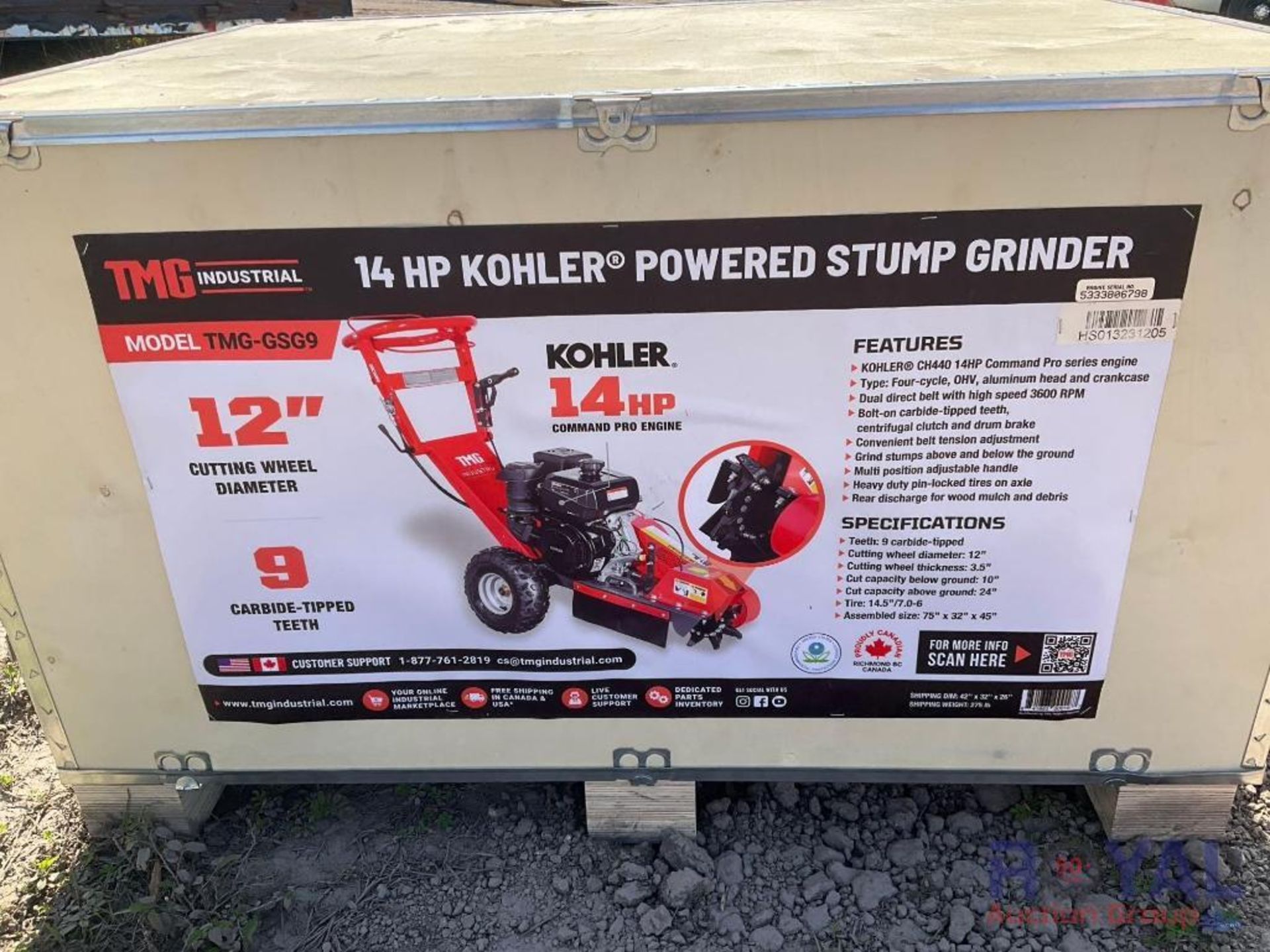 2024 TMG-GSG9 14HP Kohler Powered Stump Grinder