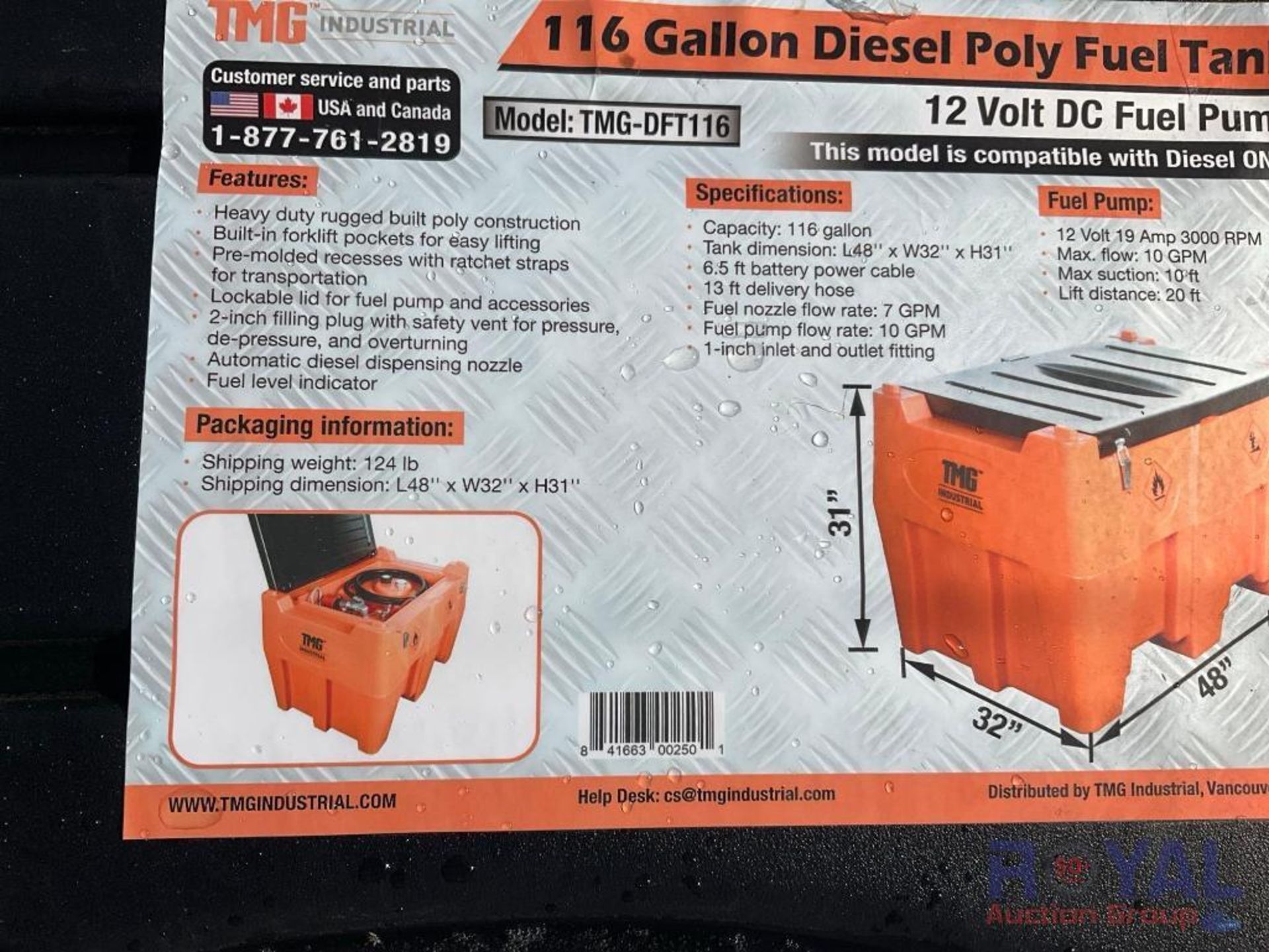 2024 TMG-DFT116 116 Gallon Diesel Poly Fuel Tank