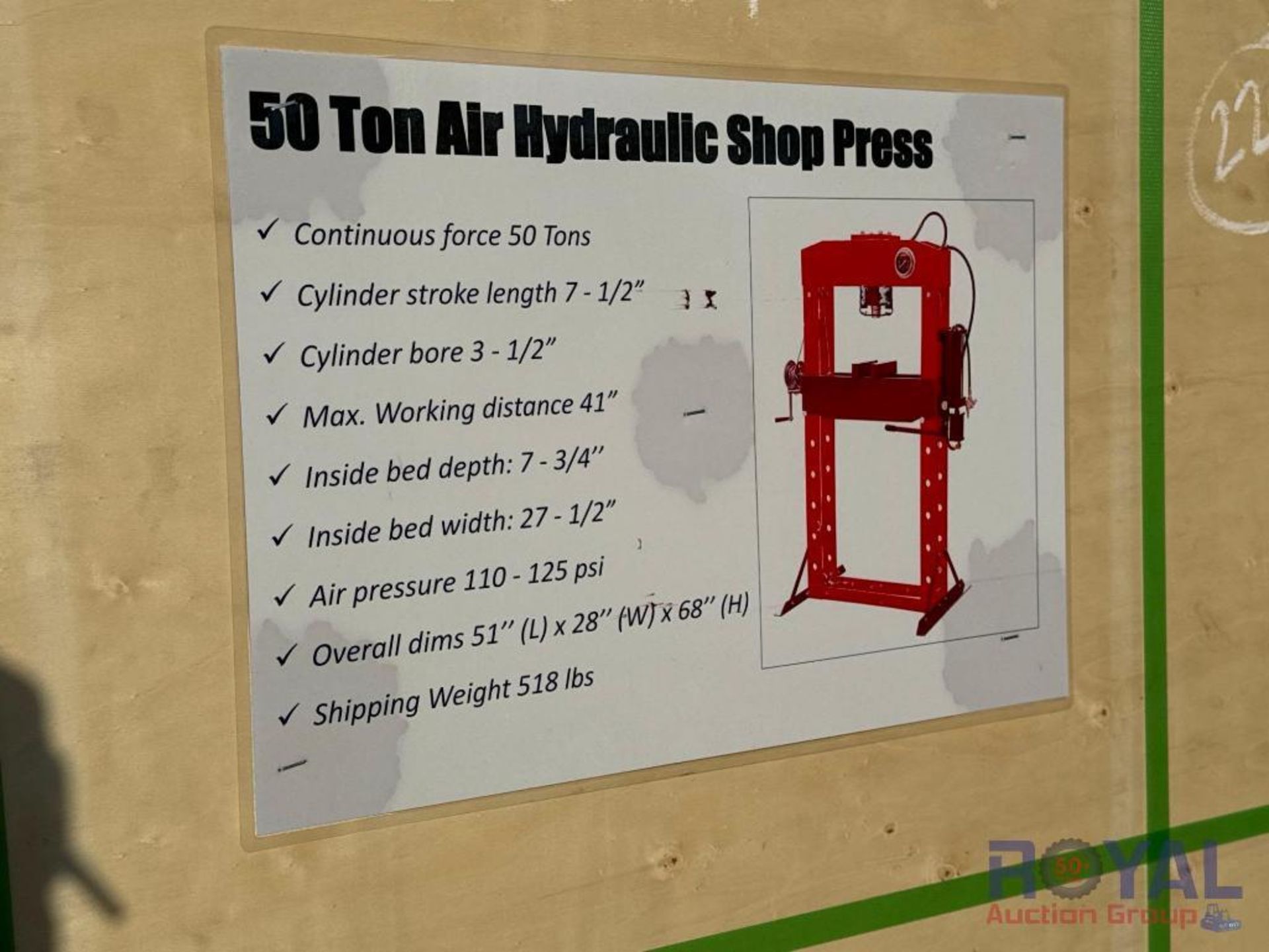 2024 50 Ton Hydraulic Shop Press - Image 5 of 5