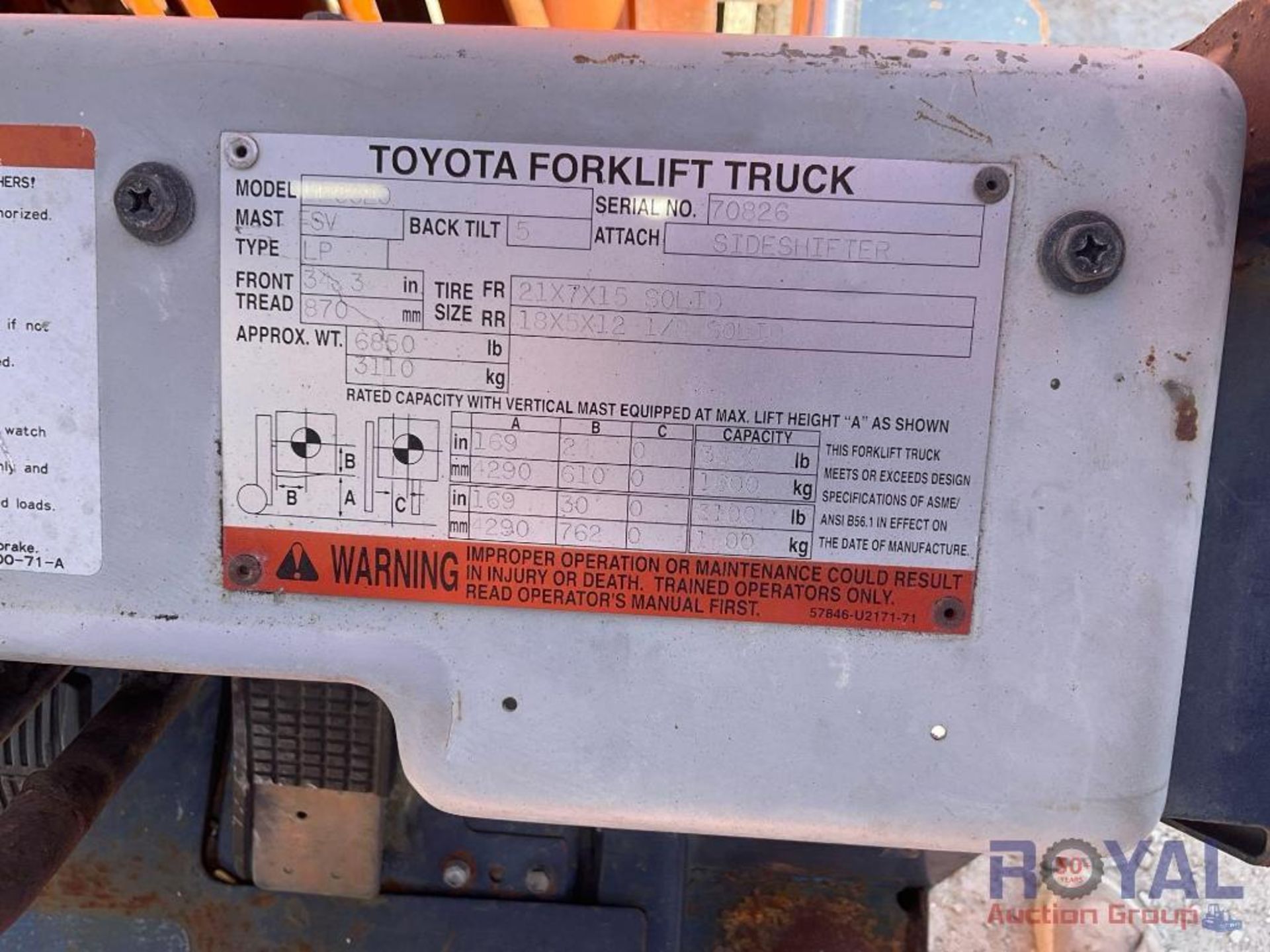 1991 Toyota 5FGC20 3,550LB Cushion Tire Forklift - Image 15 of 22