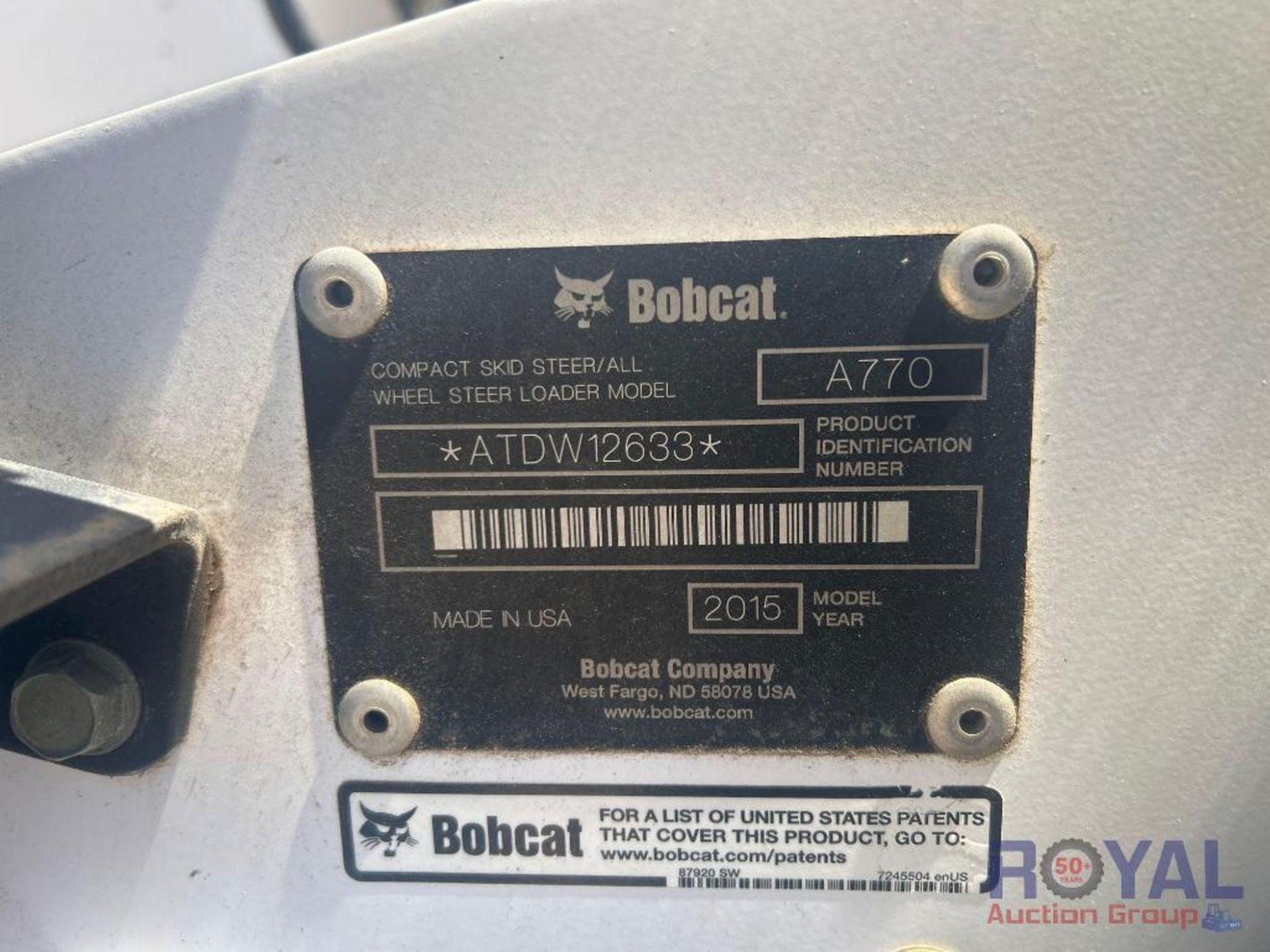 2015 Bobcat A770 Compact Wheel Loader Skid Steer - Image 6 of 28