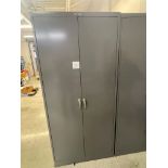 Grey metal storage cabinet with two doors 36" wide x 18" deep x 78" high