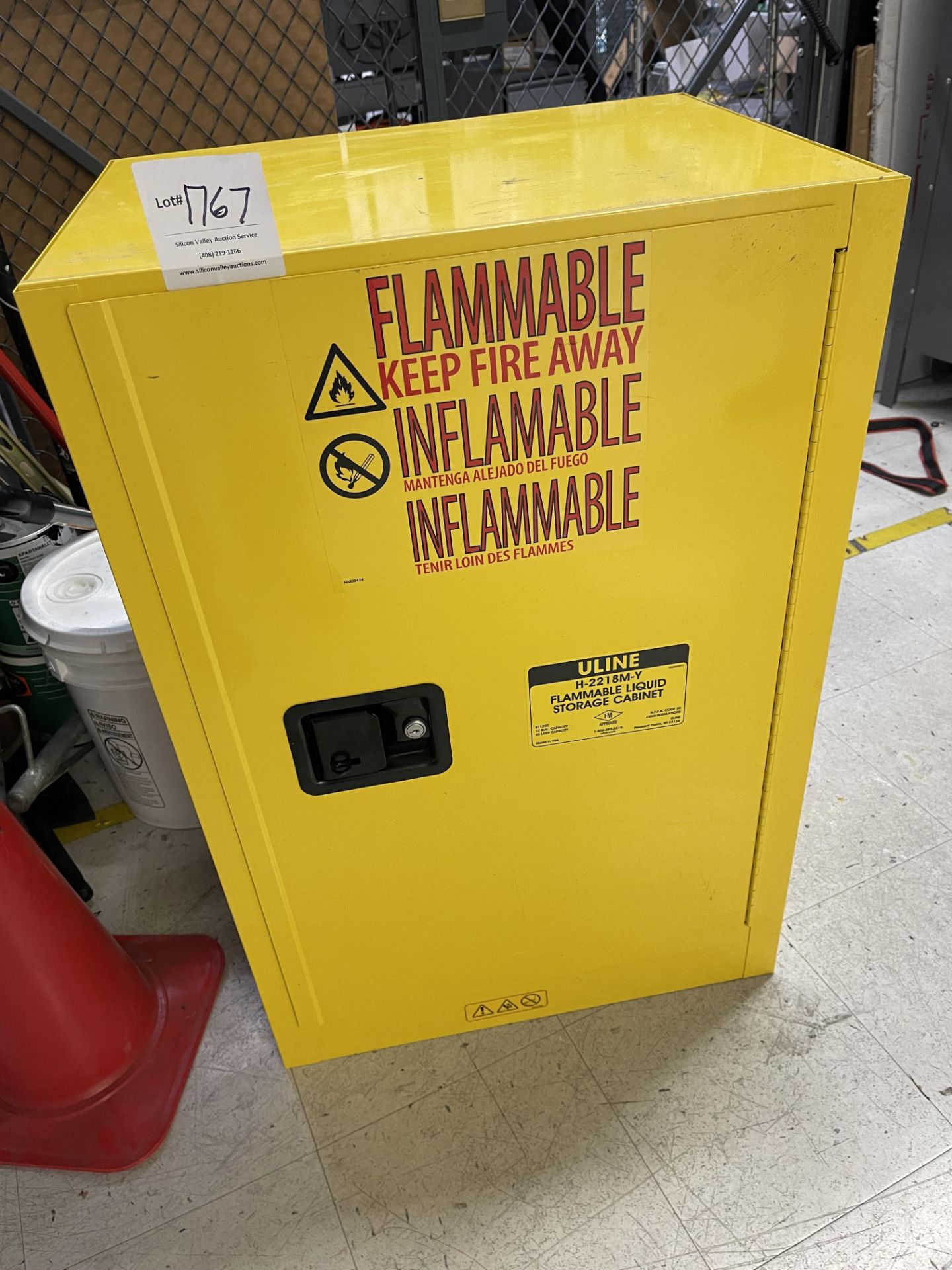 Uline H-2218M-Y Flammable Liquid Storage Cabinet 43" wide x 18" deep x 44" high