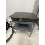 Granite Surface Plate on grey metal stand with one shelf 18" wide x 24" deep x 27" high