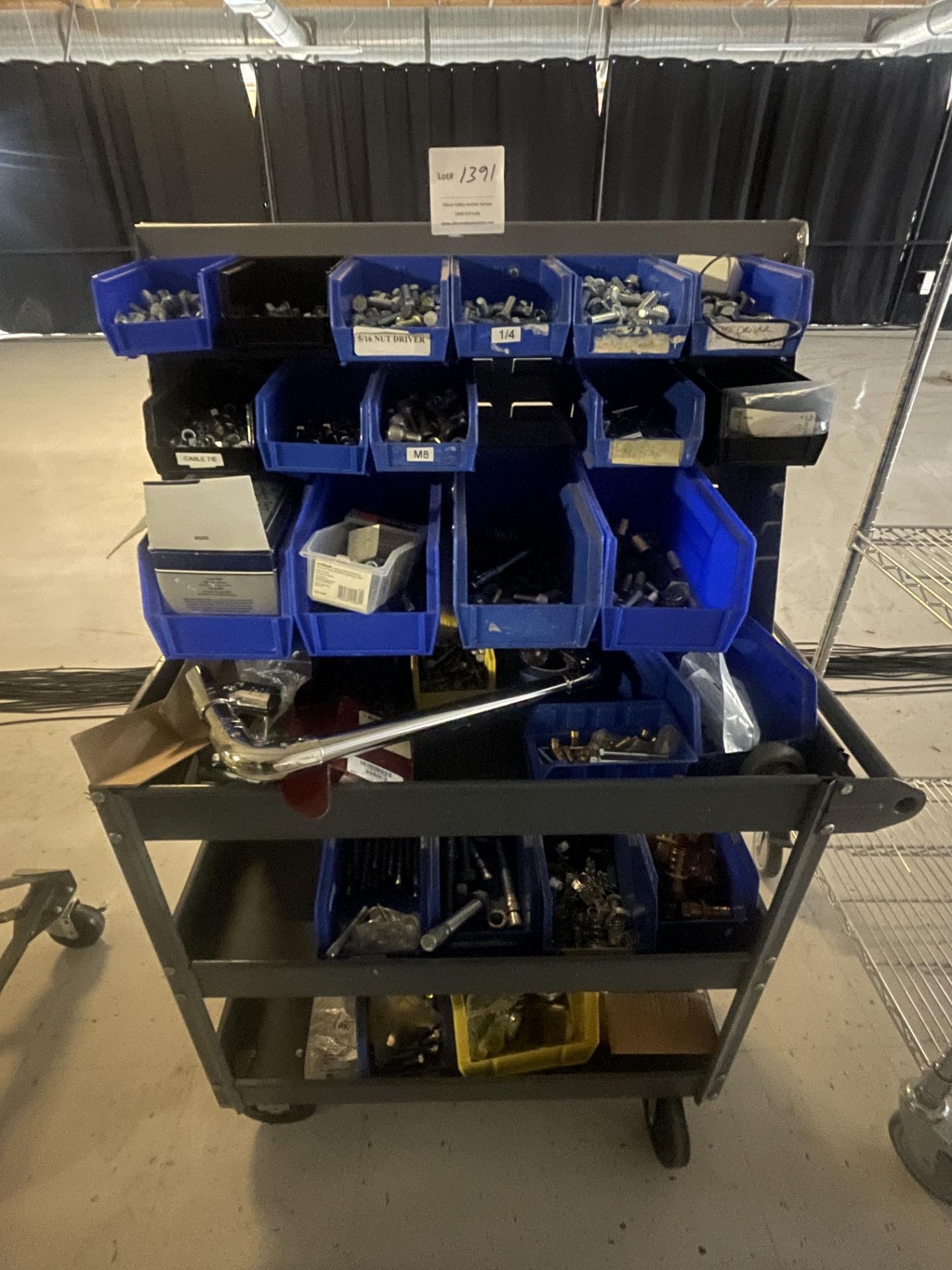 Metal Storage Rack with Contents