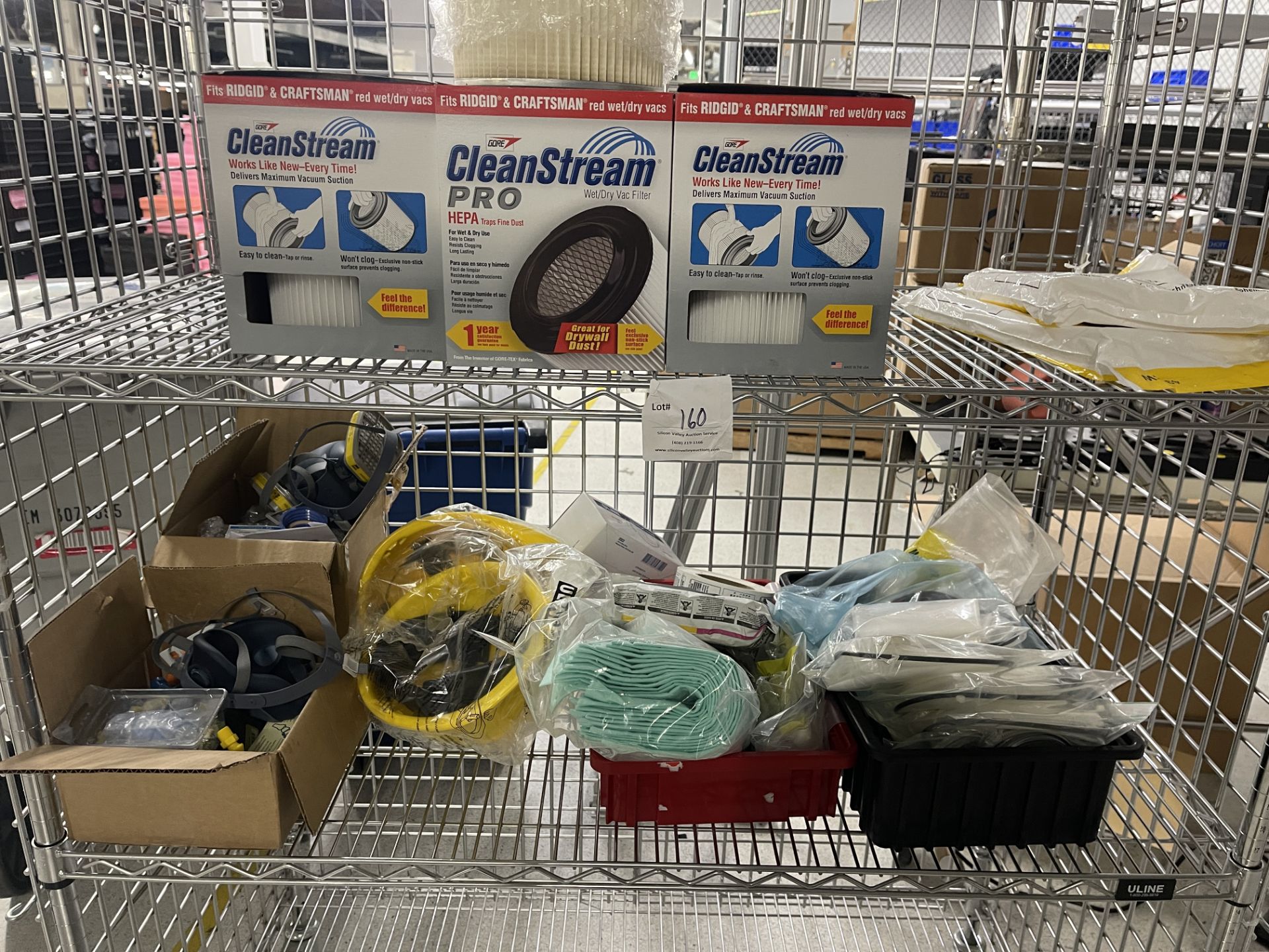 Clean Stream Filters, ear protectors, hard hats and other items (shelving NOT included)