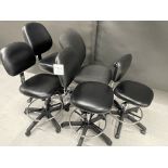 Qty five - Black adjustable work bench chairs