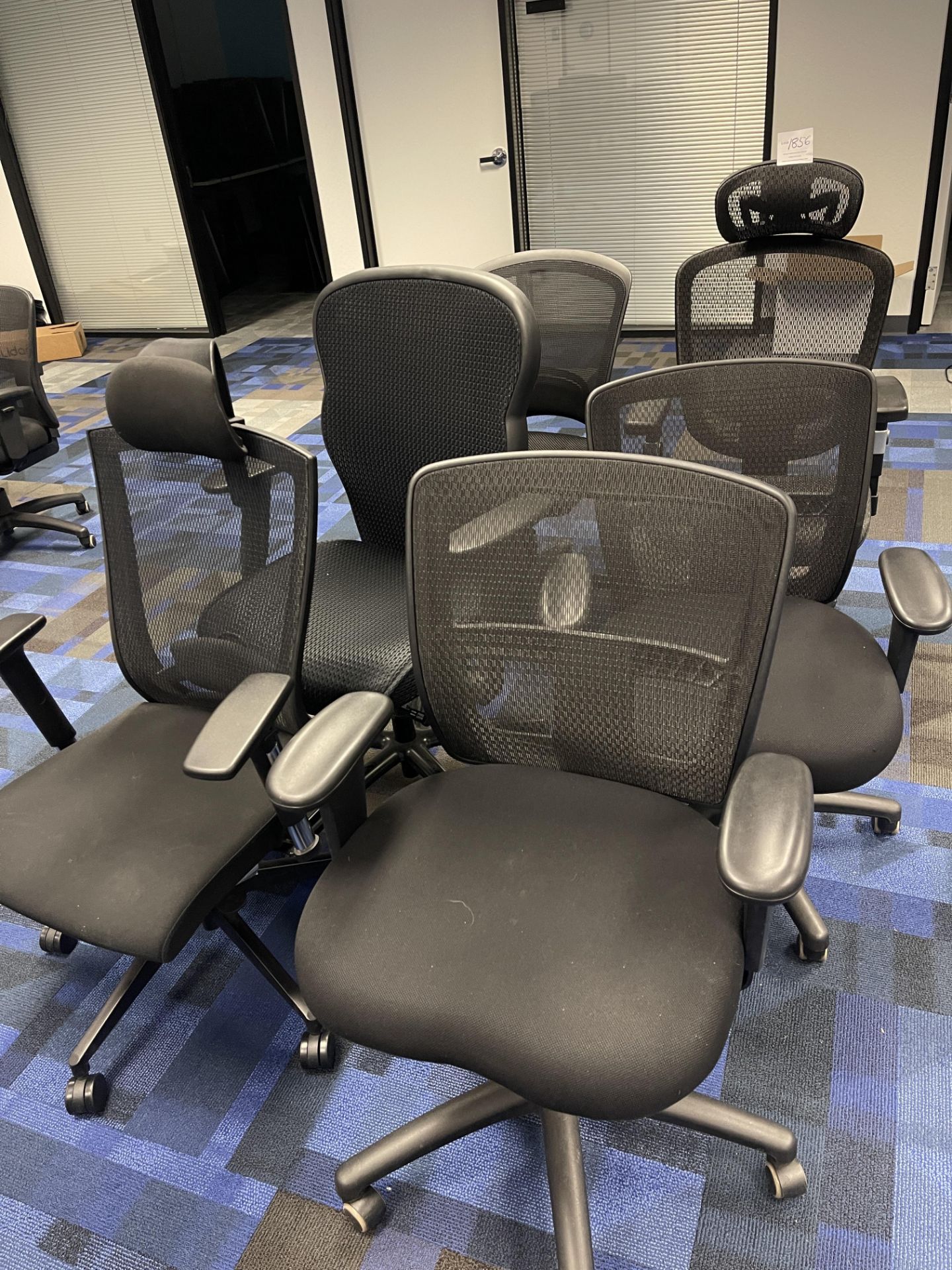 Six Black Desk Chairs with arms