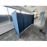 Seven Blue Partitions on wheels