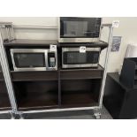 Aluminum cart with shelves on wheels (microwave ovens are NOT included) 53" wide x 60" deep x 59"