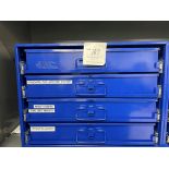 Durham Mfg blue metal storage cabinet with four drawers