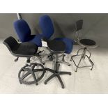 Qty five - Various work bench chairs, some adjustable