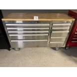 Frontier stainless steel tool box on wheels with 10 drawers 55" wide x 20" deep x 37" high