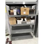 Grey metal shelving with four shelves 48" wide x 25" deep x 72" high