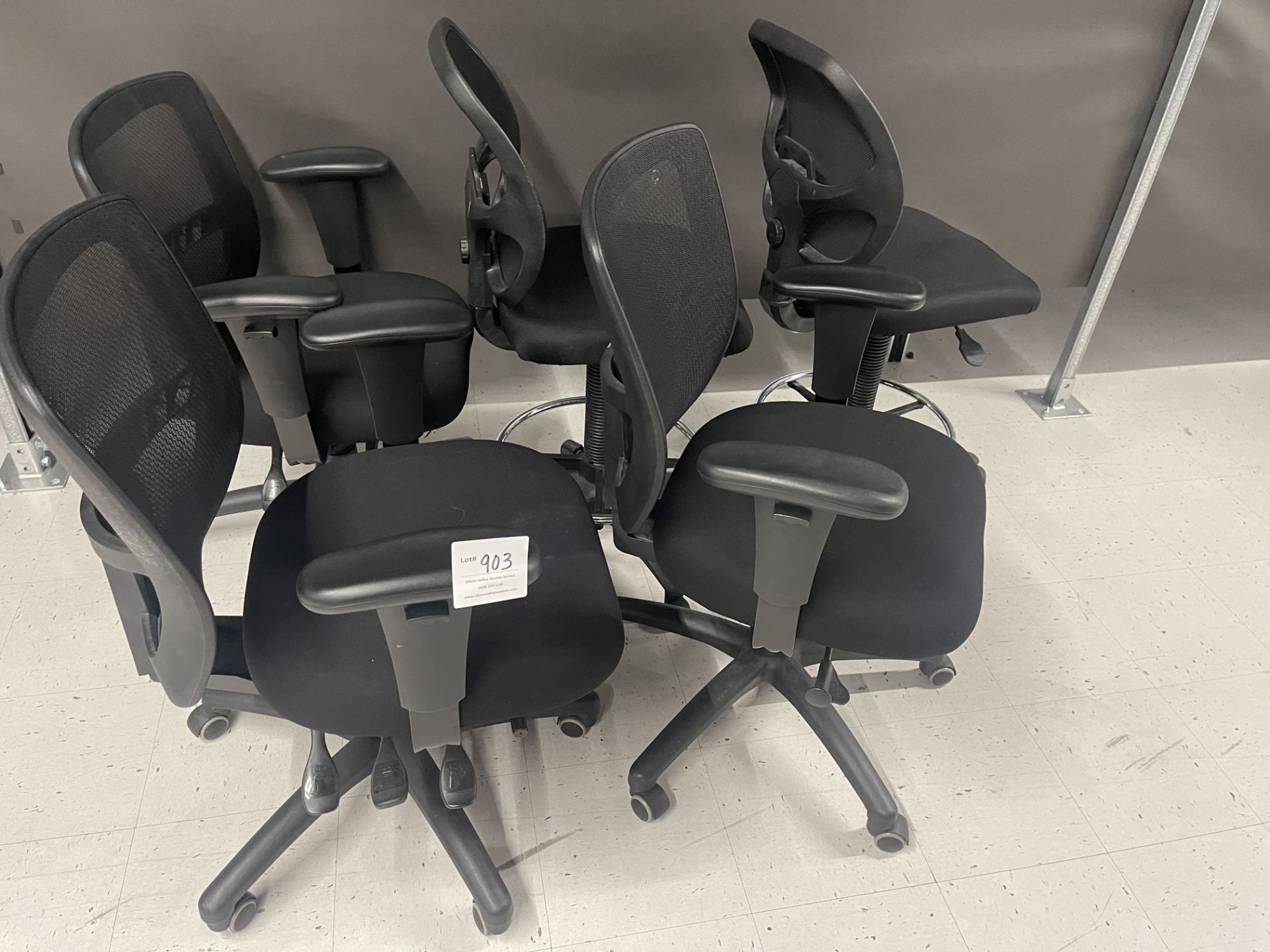 Qty five - Black office chairs
