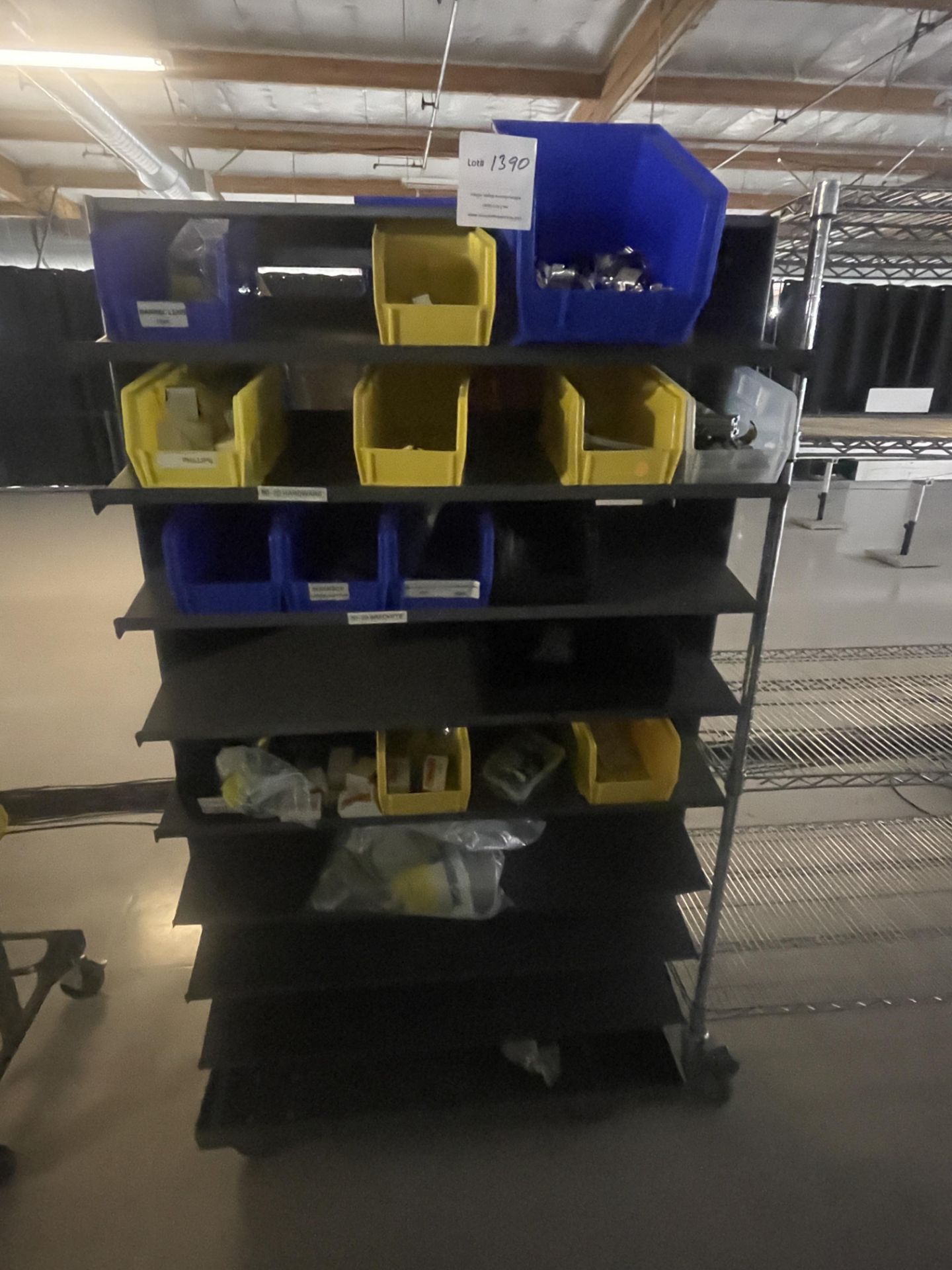 Metal Storage Rack with Contents