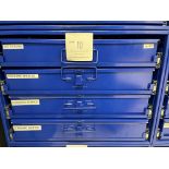 Durham Mfg blue metal storage cabinet with four drawers