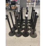 Stanchions - Qty 20 - Black Crowd Control Barriier Posts 40" tall; Belt Length 10 ft