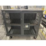 Gray Metal Cage on Wheels