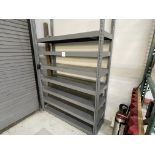 Grey metal shelving with seven shelves 60" wide x 18" deep x 96" tall