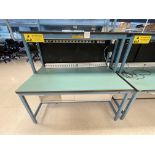 Blue Work Bench with one shelf and power strip