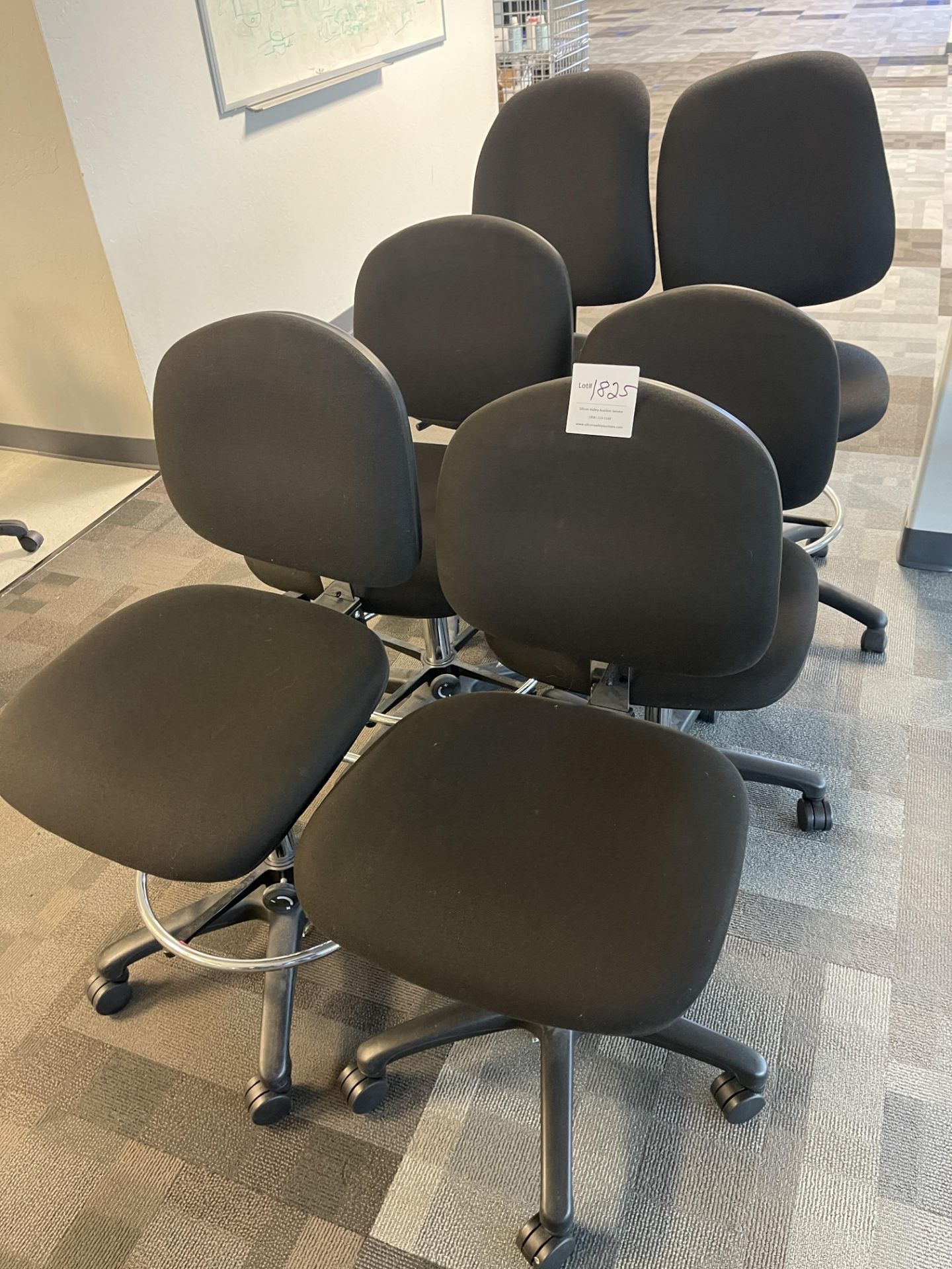 Six Black Fabric Desk Chairs