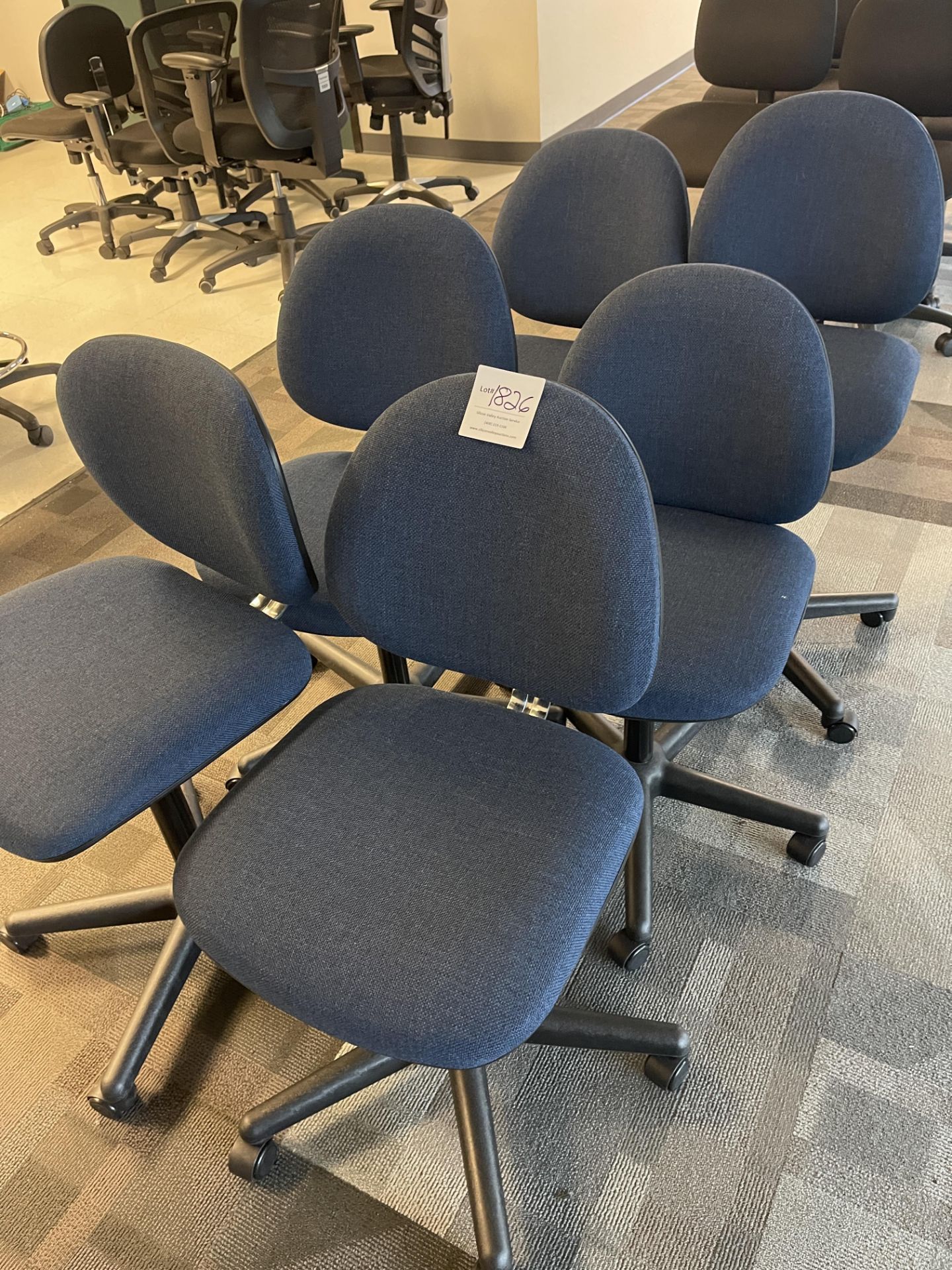 Six Black Fabric Desk Chairs