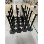 Stanchions - Qty 20 - Black Crowd Control Barriier Posts 40" tall; Belt Length 10 ft