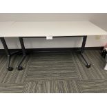 White Table on wheels 60" wide x 30" deep x 29" high