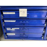 Durham Mfg blue metal storage cabinet with four drawers