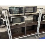 Aluminum cart with shelves on wheels (microwave ovens are NOT included) 53" wide x 60" deep x 59"