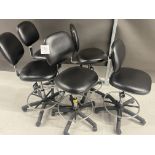 Qty five - Black adjustable work bench chairs