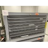 Huot Tool Chest, top only, grey metal, eight drawers 34" wide x 19" deep x 23" high