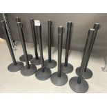 Stanchions - Qty 10 - Black Crowd Control Barriier Posts 40" tall; Belt Length 10 ft