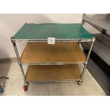 Metal cart with three shelves on wheels 36" wide x 24" deep x 35" high